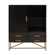 Kassel Mango Wood Sideboard 1 Door 4 Drawers In Black