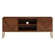 Gijon Mango Wood TV Stand With 2 Doors In Brown