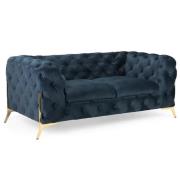 Cala Plush Velvet 2 Seater Sofa In Deep Ocean