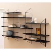 Barrie Wooden Wall Shelf Wall Hung With 7 Shelves In Matt Black