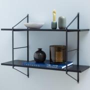 Barrie Wooden Wall Shelf Wall Hung With 2 Shelves In Matt Black