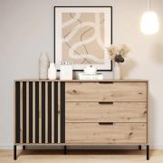 Turin Wooden Sideboard With 1 Door 3 Drawers In Artisan Oak