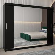 Tavira II Mirrored Wardrobe 3 Sliding Doors 250cm In Black