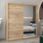 Tavira II Mirrored Wardrobe 2 Sliding Doors 180cm In Sonoma Oak