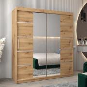 Vevey III Mirrored Wardrobe 2 Sliding Doors 180cm In Artisan Oak