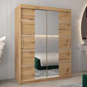 Vevey III Mirrored Wardrobe 2 Sliding Doors 150cm In Artisan Oak