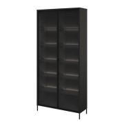 Trier Display Cabinet 2 Glass Doors In Matt Black With LED