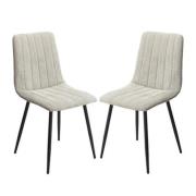 Arta Straight Stitch Light Grey Fabric Dining Chairs In Pair