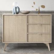 Fargo Wooden Sideboard With 1 Door 3 Drawers In Beige