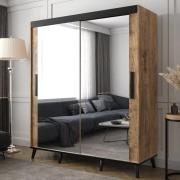 Genoa III Mirrored Wardrobe 2 Sliding Doors 150cm In Chestnut