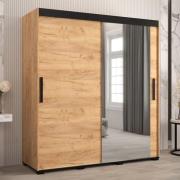 Beilla II Mirrored Wardrobe 2 Sliding Doors 180cm In Golden Oak