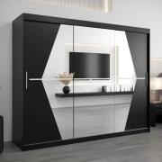 Beloit Mirrored Wardrobe 3 Sliding Doors 250cm In Black