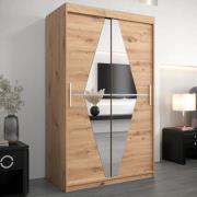 Beloit Mirrored Wardrobe 2 Sliding Doors 120cm In Artisan Oak