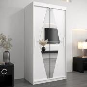 Beloit Mirrored Wardrobe 2 Sliding Doors 100cm In White