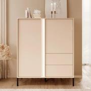 Davis Wooden Highboard 2 Doors 2 Drawers In Beige With LED