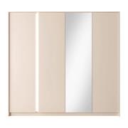 Davis Mirrored Wardrobe 4 Doors In Beige With LED