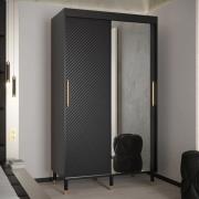 Metz II Mirrored Wardrobe With 2 Sliding Doors 120cm In Black