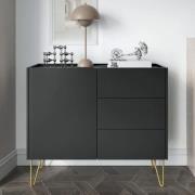 Helena Wooden Sideboard With 1 Door 3 Drawers In Black