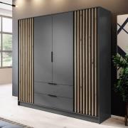 Newport Wooden Wardrobe With 4 Hinged Doors 206cm In Graphite