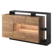 Akron Wooden Sideboard 3 Doors In Gold Craft Oak With LED