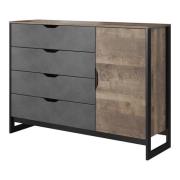 Akron Wooden Sideboard With 1 Door 4 Drawers In Grande Oak