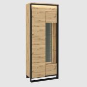 Qesso Display Cabinet Tall 2 Doors In Artisan Oak With LED