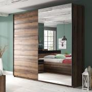 Biloxi Mirrored Wardrobe 2 Sliding Doors 200cm In Monastery Oak