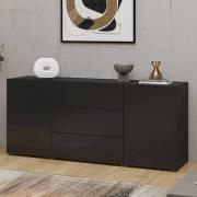 Azusa Wooden Sideboard With 2 Doors 3 Drawers In Matt Black