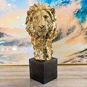 Buda Resin Lion Bust Sculpture In Gold And Black