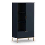 Pavia Wooden Display Cabinet With 1 Door In Navy