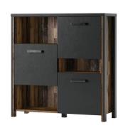 Blois Wooden Sideboard 3 Doors 3 Shelves In Matera Oak With LED