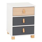 Batam Bedside Cabinet 3 Drawers In Oak Effect And Grey