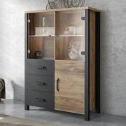 Oaxaca Display Cabinet 3 Doors In Appenzeller Oak With LED