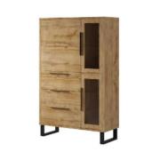 Hobart Wooden Display Cabinet Tall With 3 Doors In Wotan Oak