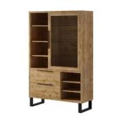 Hobart Wooden Display Cabinet Tall With 1 Door In Wotan Oak