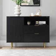 Naples Wooden Sideboard With 1 Doors 2 Drawers In Black