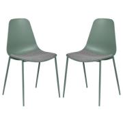 Naxos Sage Metal Dining Chairs With Fabric Seat In Pair