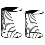 Nixa Metal Set Of 2 Side Table With Metal Frame In Black