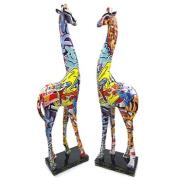 Ocala Polyresin Giraffe Street Art Sculpture In Multicolour