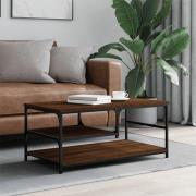 Rivas Wooden Coffee Table With 2 Shelves In Brown Oak