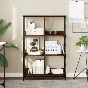 Izola Wooden Bookshelf With 6 Compartments In Brown Oak