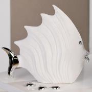 Ocala Polyresin Fish Sculpture Small In White And Silver