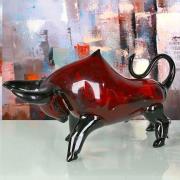 Newark Glass Bull Sculpture In Dark Red And Black