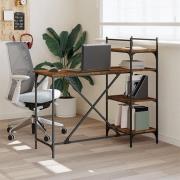 Pacific Wooden Computer Desk With Shelves In Smoked Oak