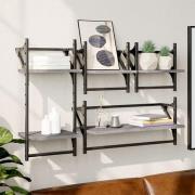 Quito Wooden 4 Piece Set Of Wall Shelf In Grey Sonoma Oak