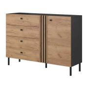 Davis Wooden Sideboard With 1 Door 4 Drawers In Golden Oak