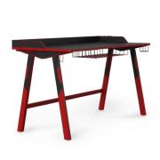 Farningham Wooden Gaming Desk With Red Steel Frame In Black