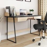 Stanwick Wooden Laptop Desk With 2 Drawers In Oak And Black