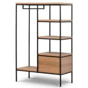 Lowell Wooden Open Wardrobe With Storage In Caramel Oak