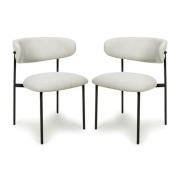 Mestre Natural Fabric Dining Chairs With Black Legs In Pair